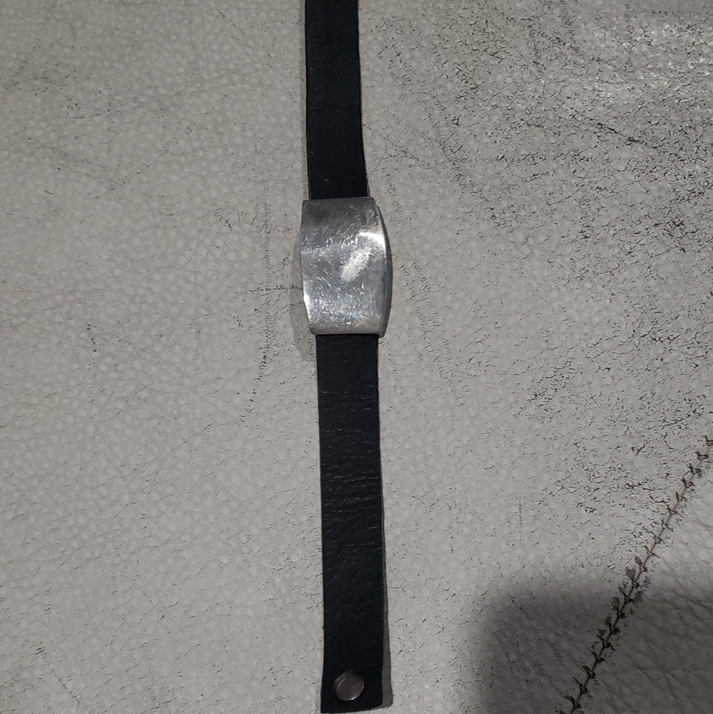 Black leather and sterling silver bracelet, NWT.